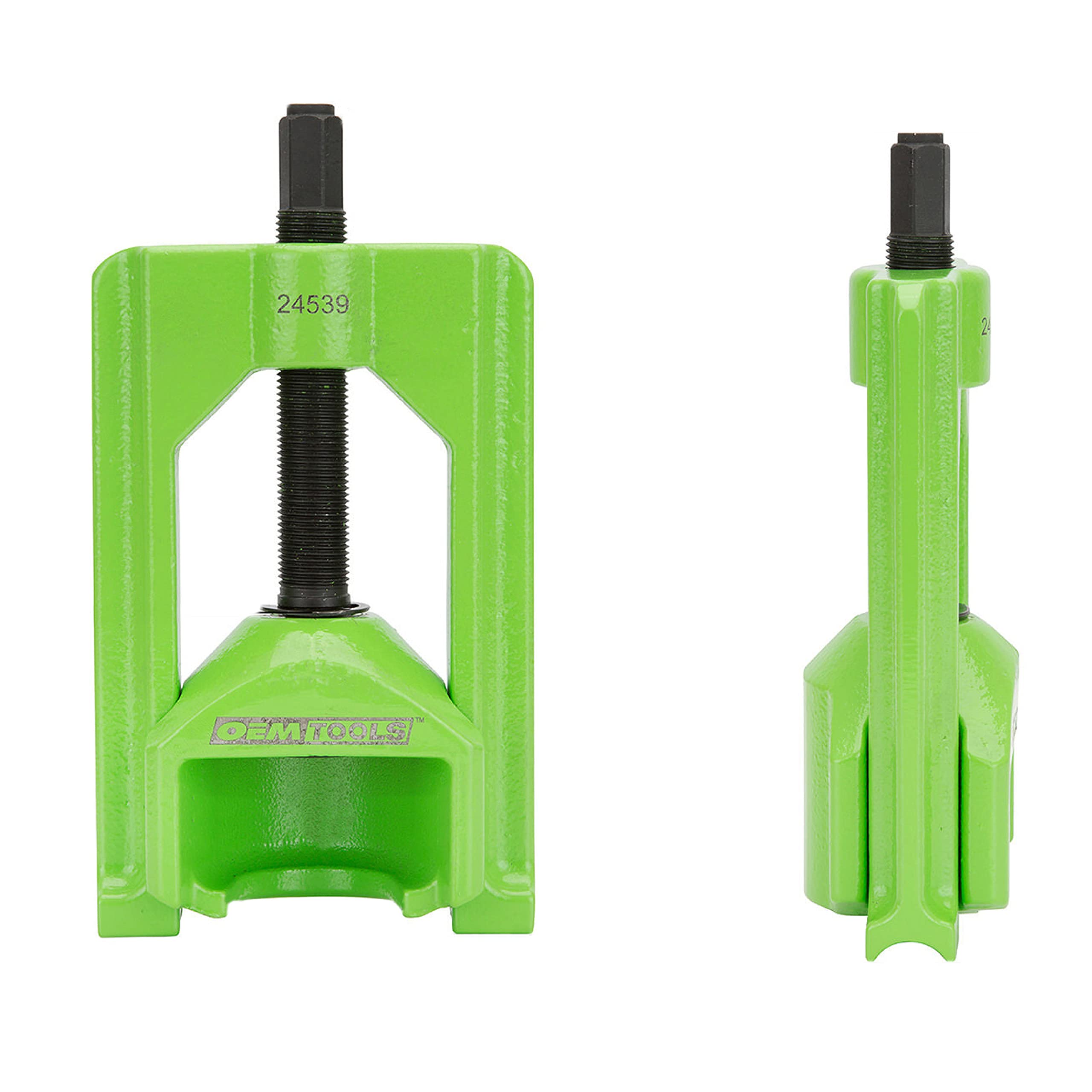 OEMTOOLS 24539 in use on a driveshaft demonstrating safe, damage-free U-joint removal