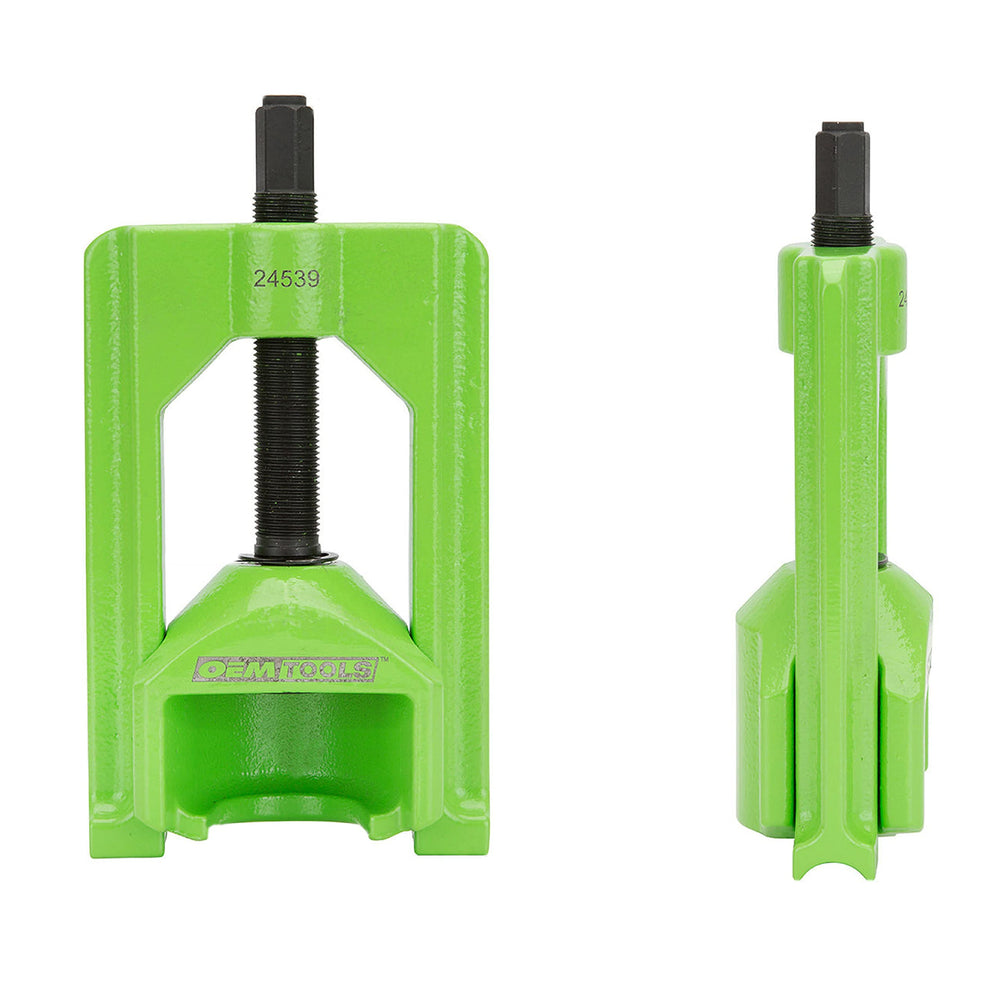 OEMTOOLS 24539 in use on a driveshaft demonstrating safe, damage-free U-joint removal