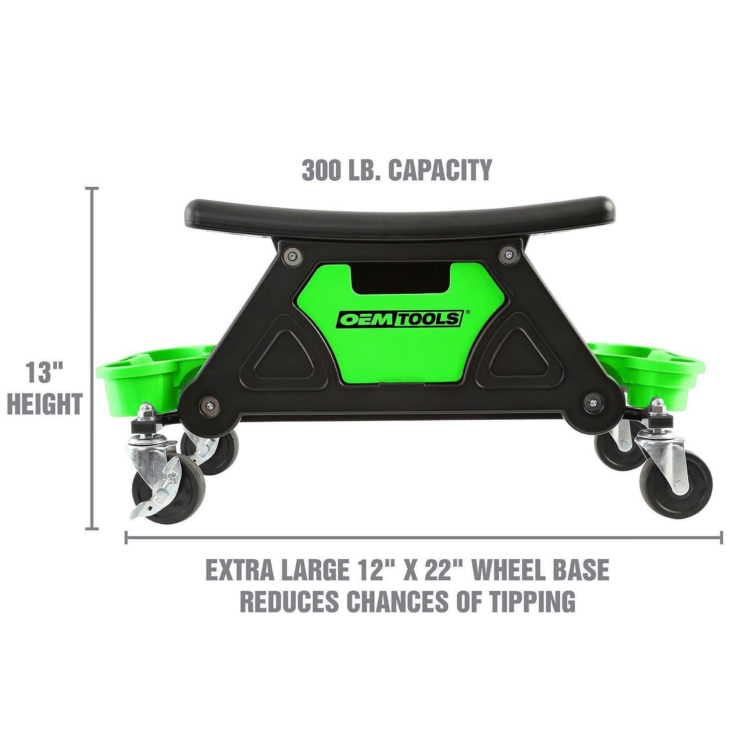 OEMTOOLS mechanic using stool in garage showing efficient low-level access