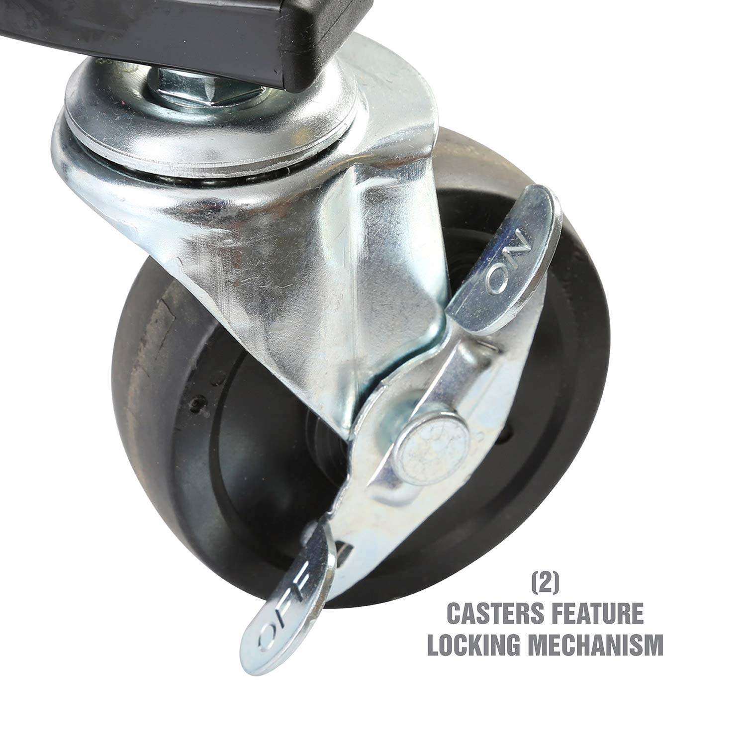 OEMTOOLS locked caster demonstration showing stable platform during work