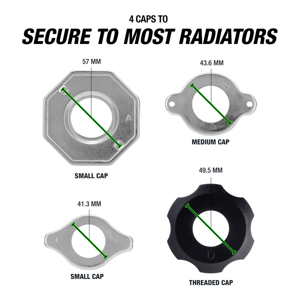 OEMTOOLS cap adapter array offering broad compatibility with reservoirs