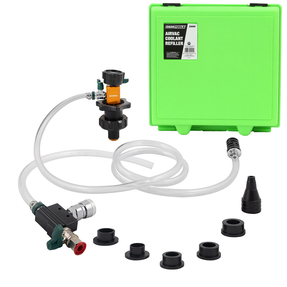 OEMTOOLS kit front view showing complete refill and pressure tester set and organized layout