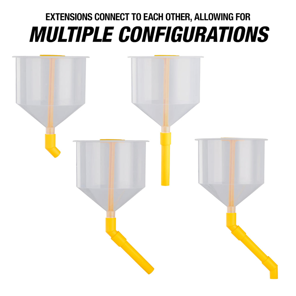 OEMTOOLS funnel attached to radiator neck demonstrating no-spill filling benefit