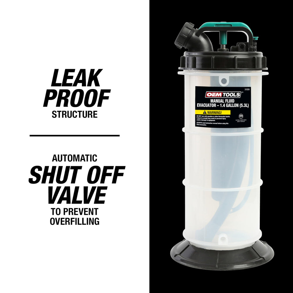 OEMTOOLS extractor in use inside a car engine bay for oil removal without lifting