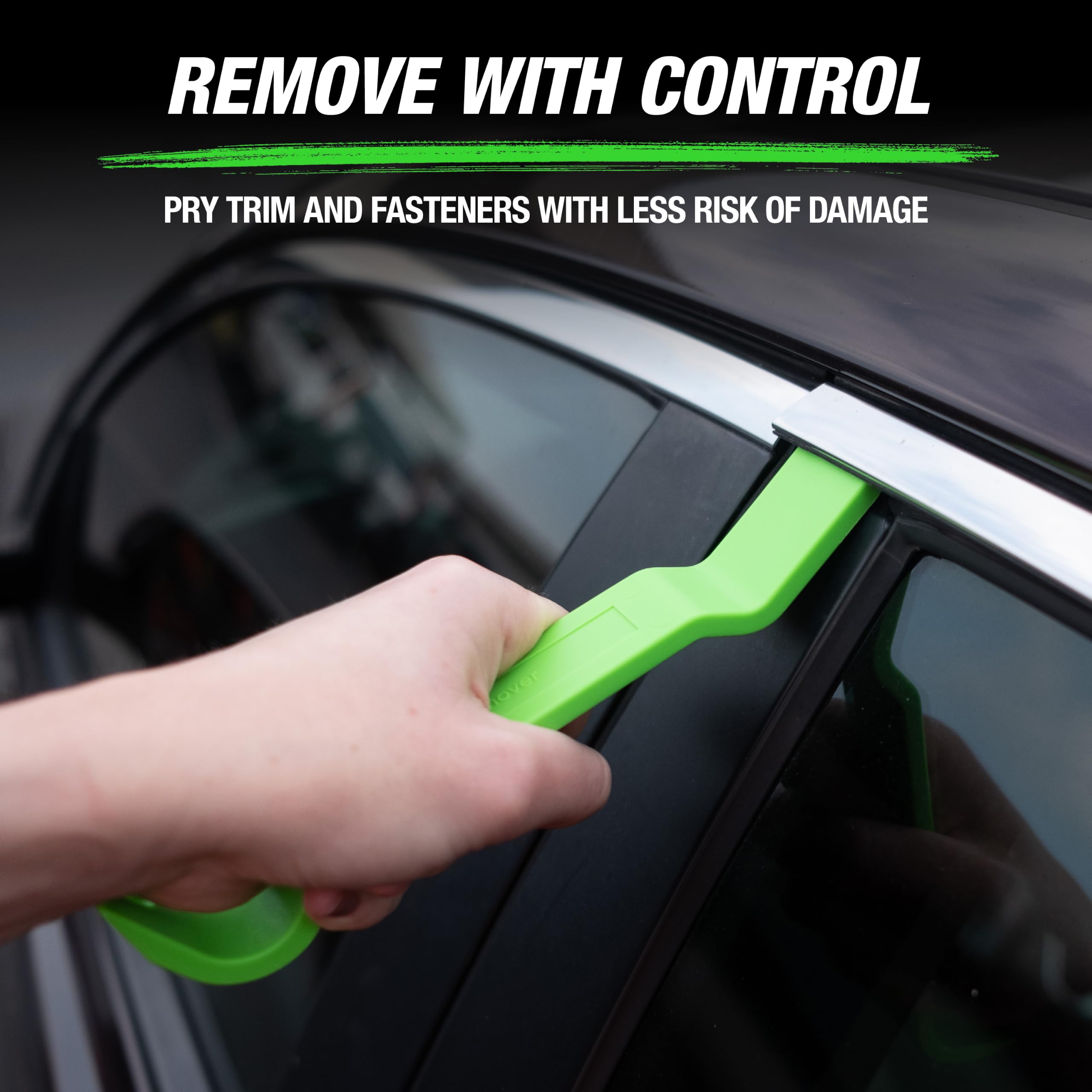 OEMTOOLS tool in use removing a car door panel with safe, non-marring contact