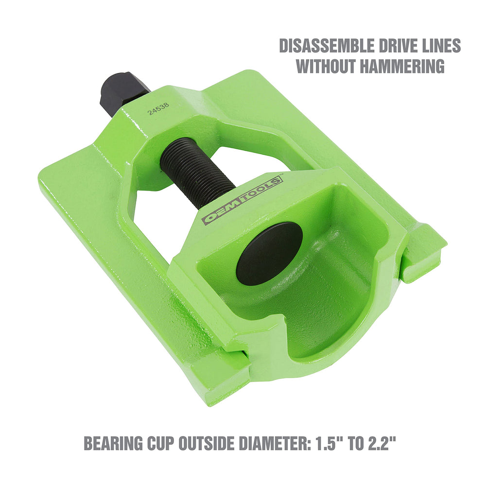 OEMTOOLS fitment demo showing bearing cup sizes 1.5 to 2.2 inches compatibility
