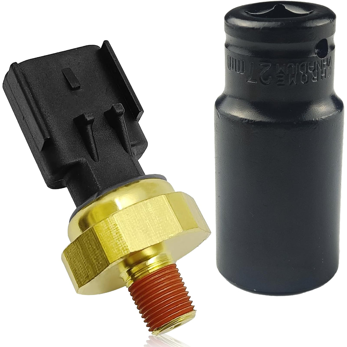 OEMUTA front view of oil pressure sensor and socket, shows durable construction and fit