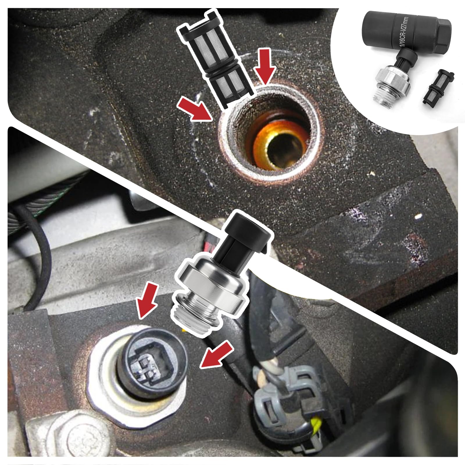 OEMUTA sensor beside wrench showing compact size for fast replacement