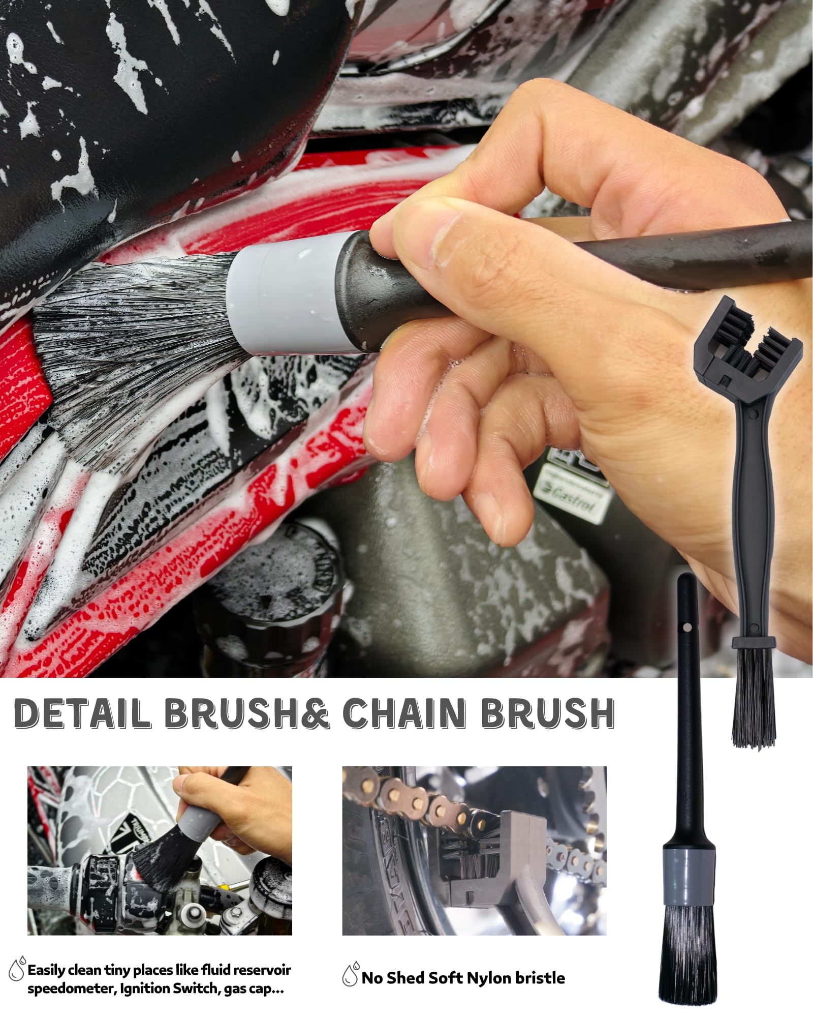 oesee chain brushes removing grease while preventing component damage