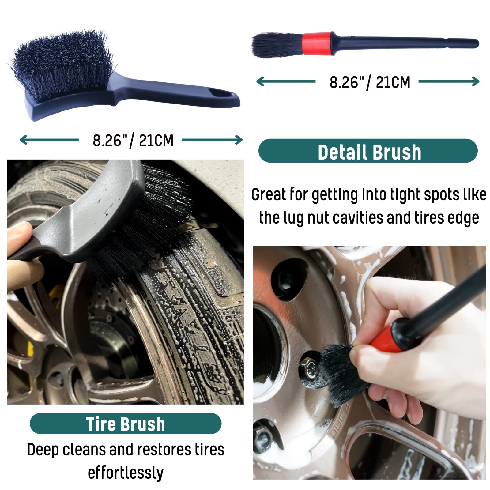 oesee detailing brush in lug nut cavity for precise cleaning