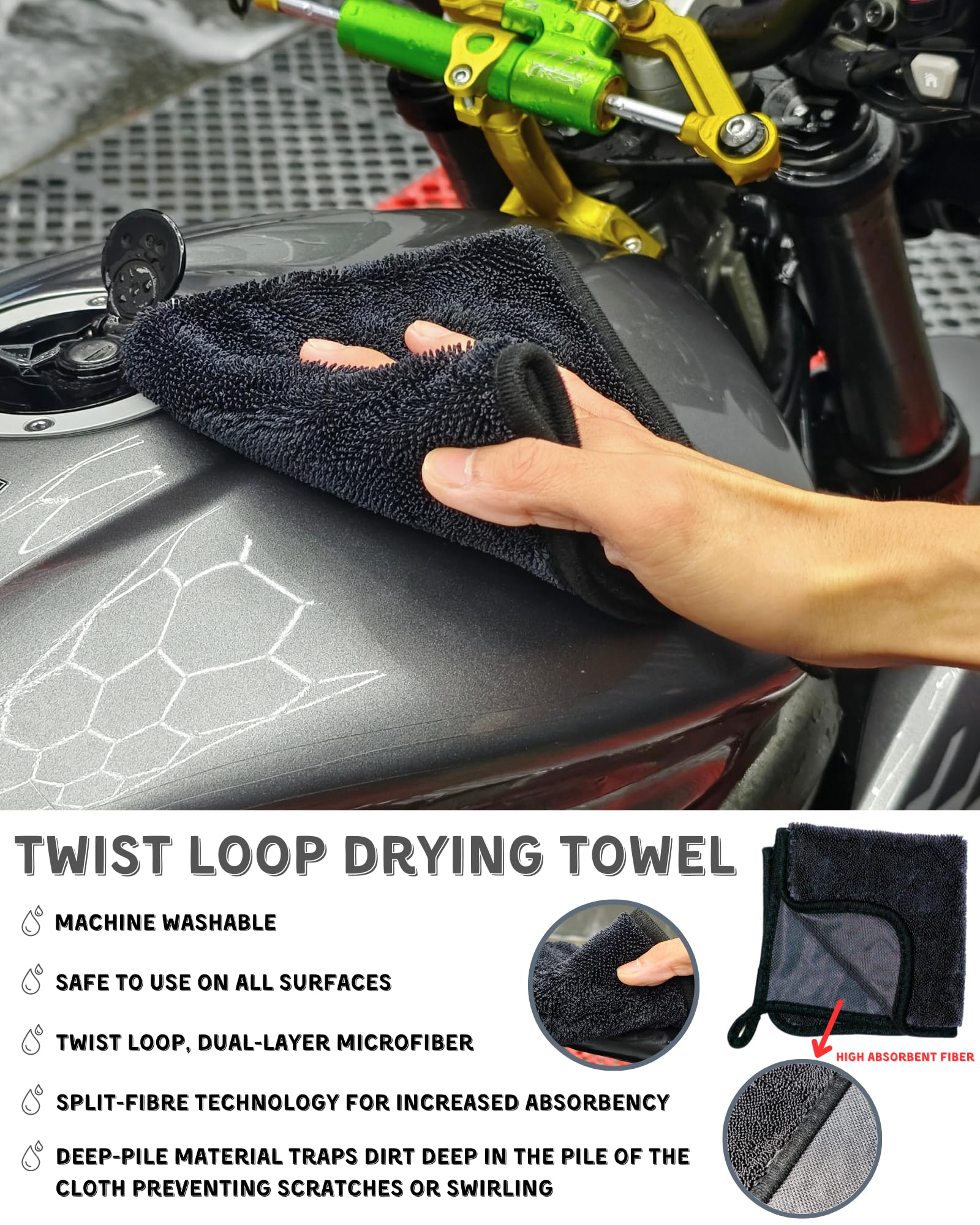 oesee drying towel folded to show compact size and fast drying