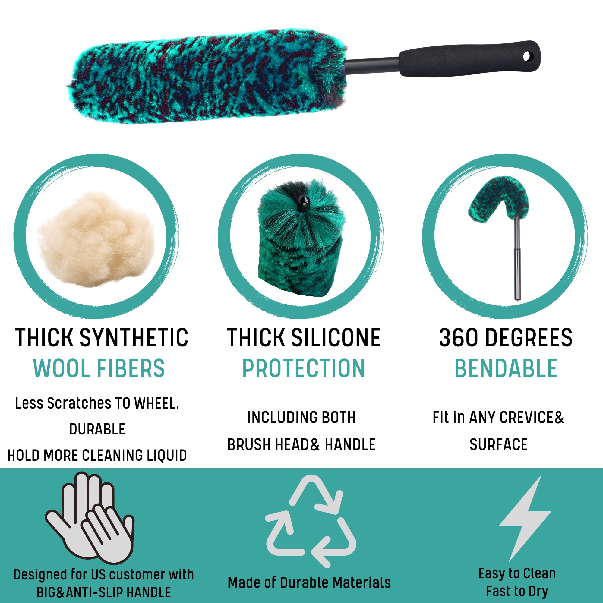 oesee stiff tire brush scrubbing tread to remove embedded dirt
