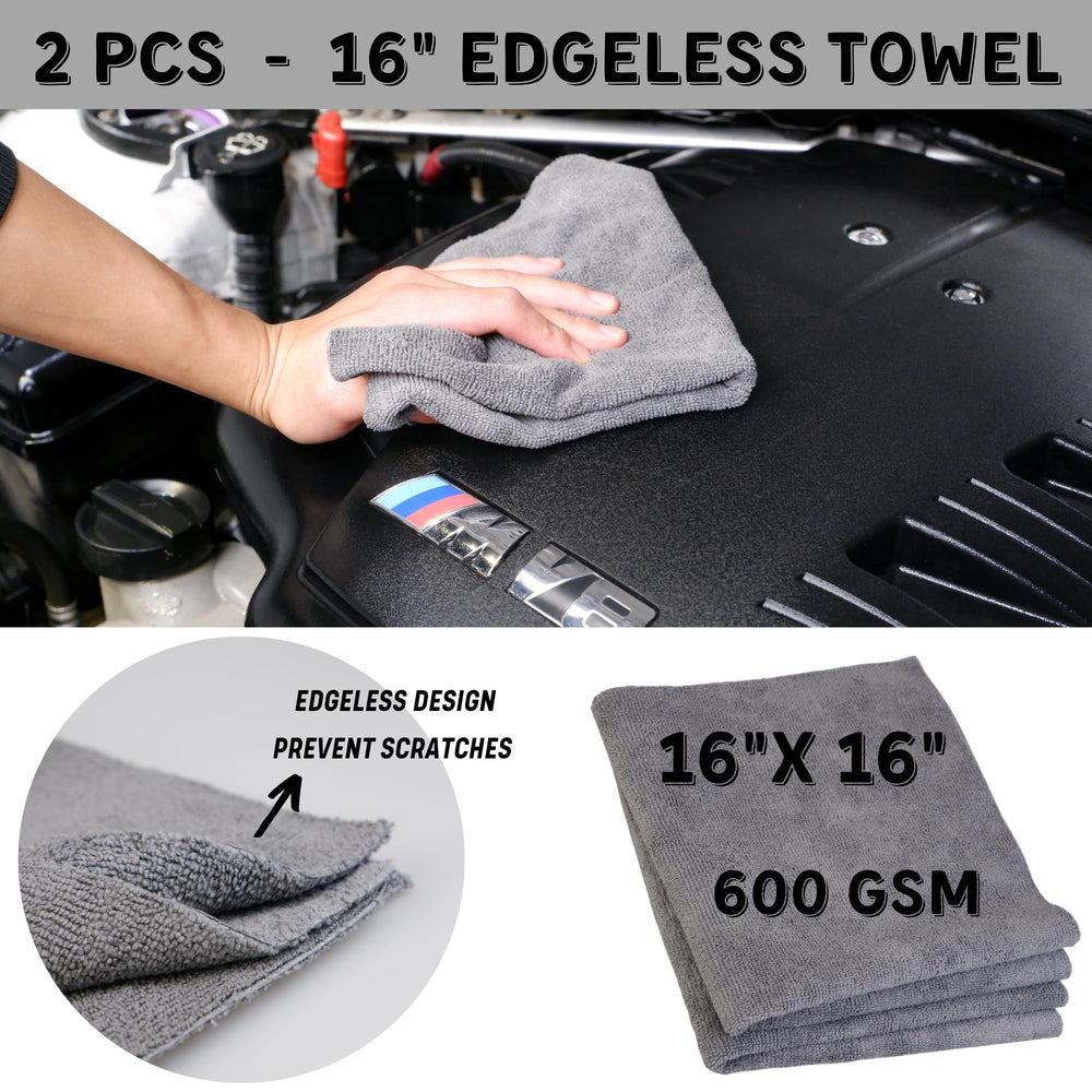 oesee brushes and towels being used under hood for thorough cleaning
