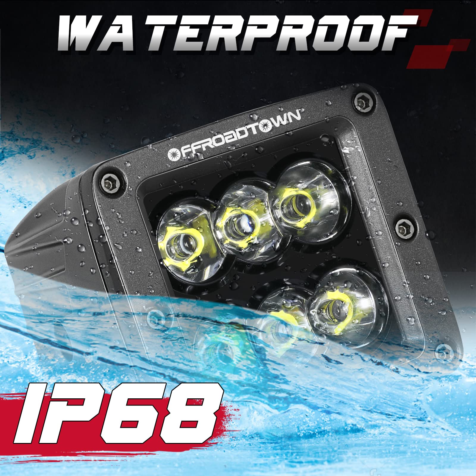 OFFROADTOWN LED cubes mounted on bull bar projecting spot beam for nighttime driving benefit