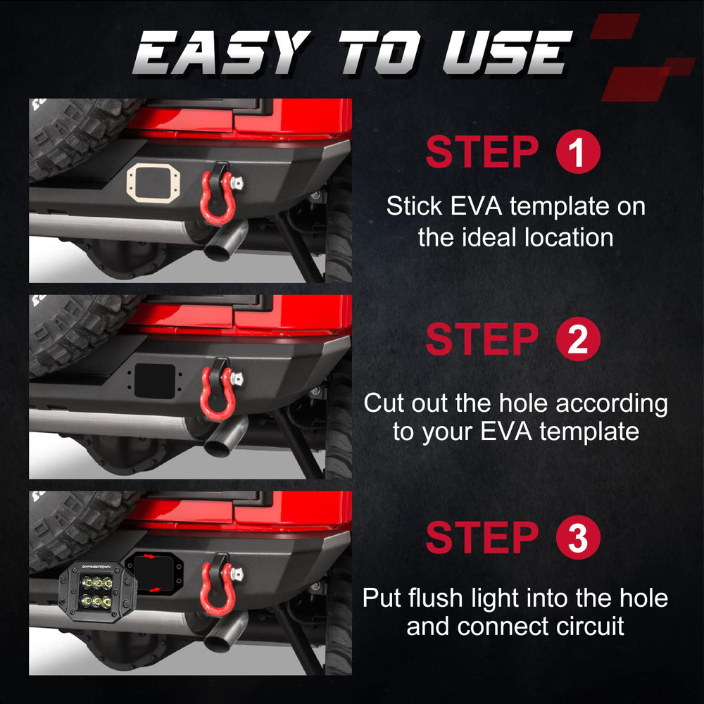 OFFROADTOWN box contents with EVA template for easier, accurate installation