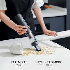 Ofuzzi H8 Apex cleaning a car seat removing crumbs and debris efficiently