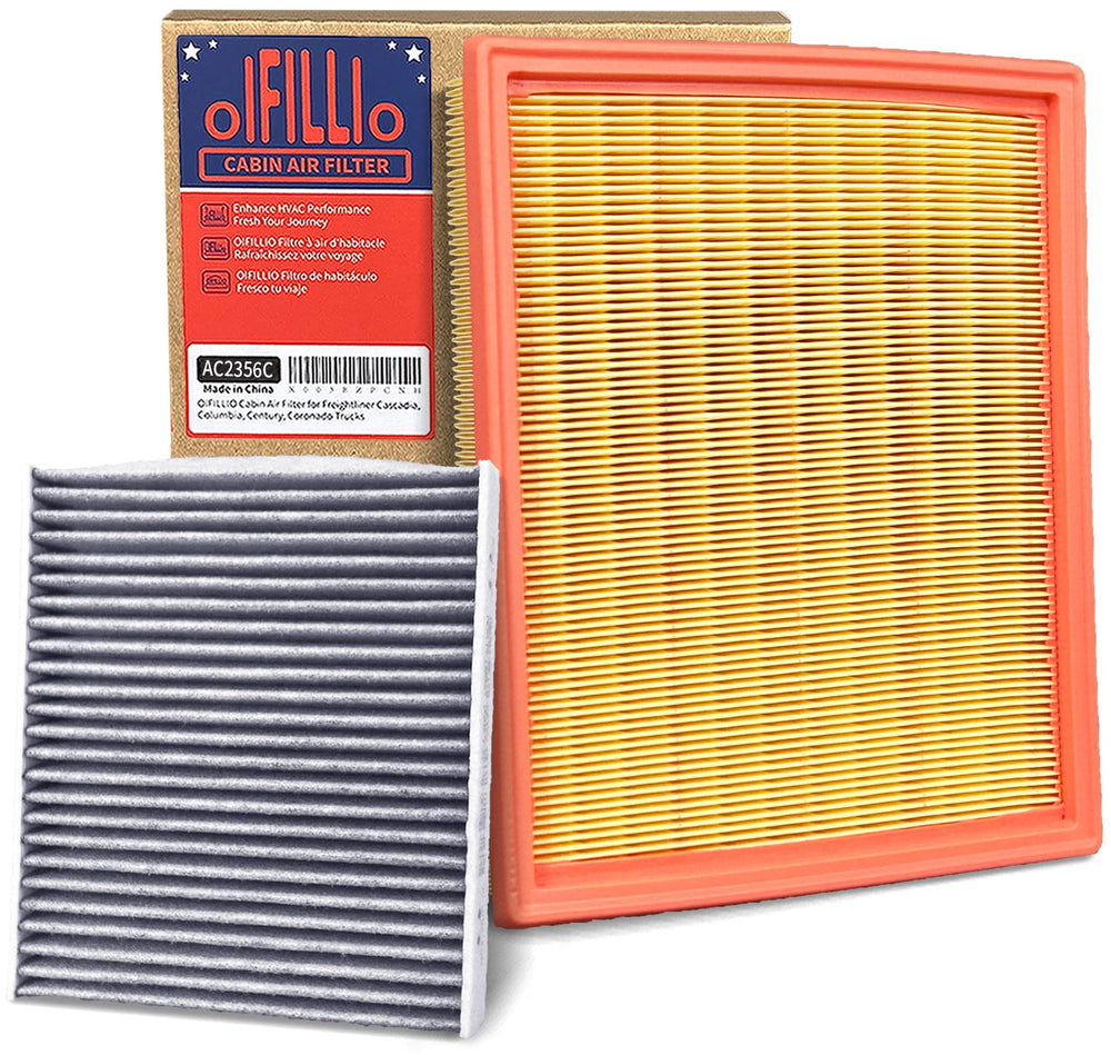 OIFILLIO front packaging showing both engine and cabin filter, clear-fit benefit