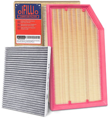 OIFILLIO front packaging showing complete engine and cabin filter kit benefits convenience
