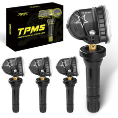 oktiger TPMS front-packaging showing four sensors and warranty card benefit