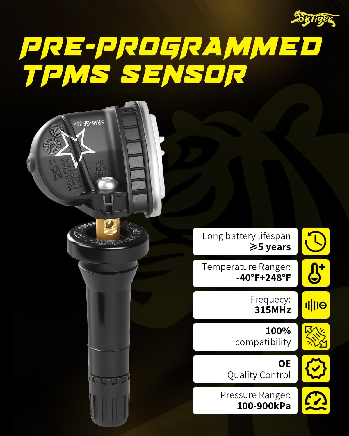 oktiger sensor beside ruler showing compact size for easy installation