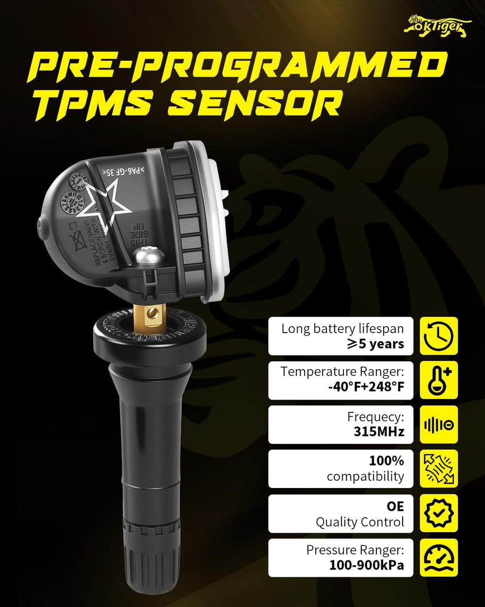 oktiger sensor beside ruler showing compact size for easy installation