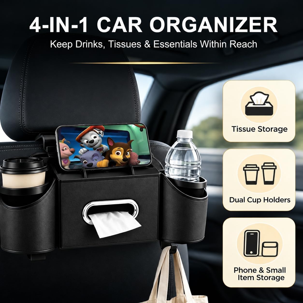 Oktree cup holder close-up holding drink securely to prevent spills