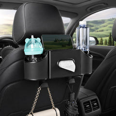 Oktree front view mounted behind seat showing organized storage and tidy cabin