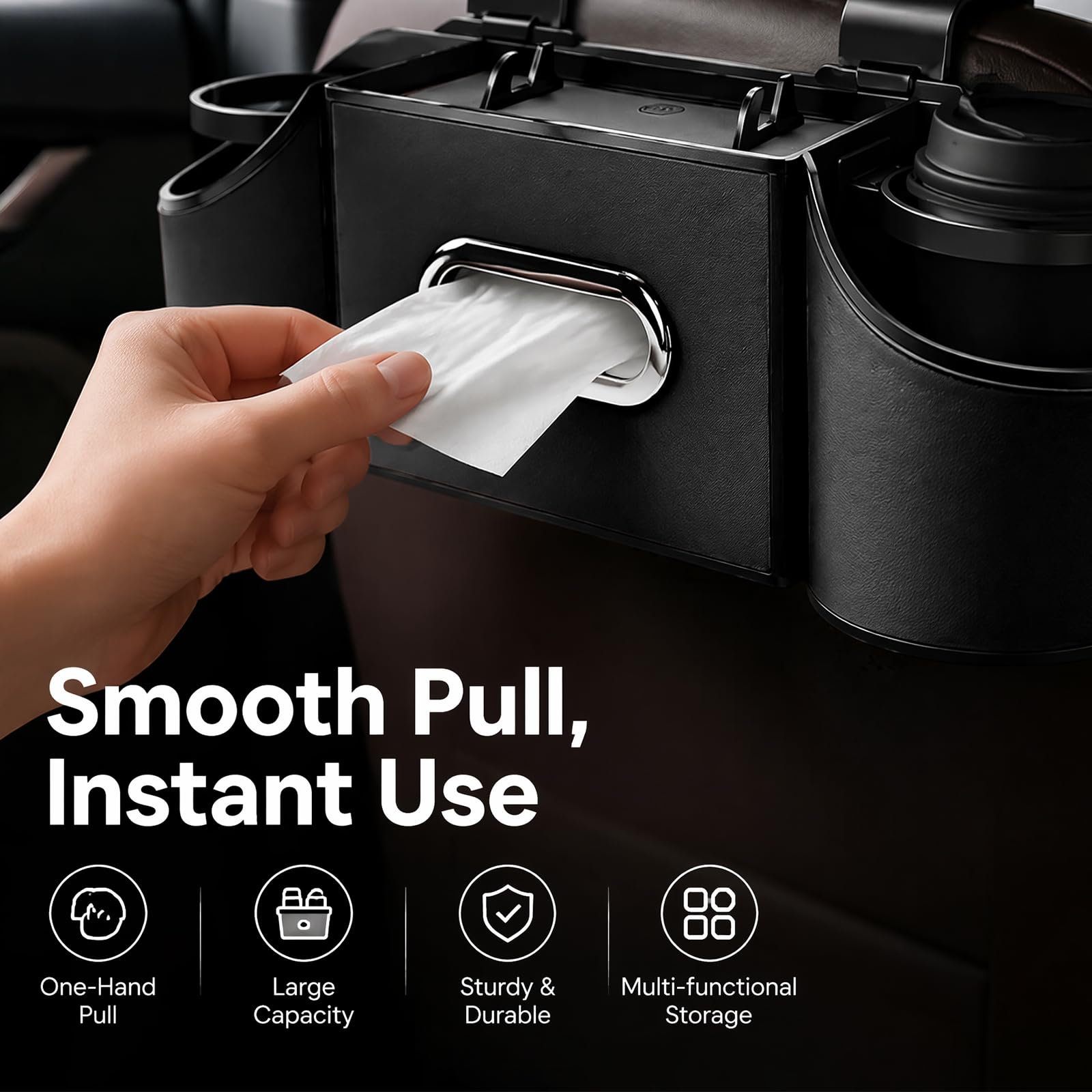 Oktree installation on headrest showing tool-free attachment and quick setup