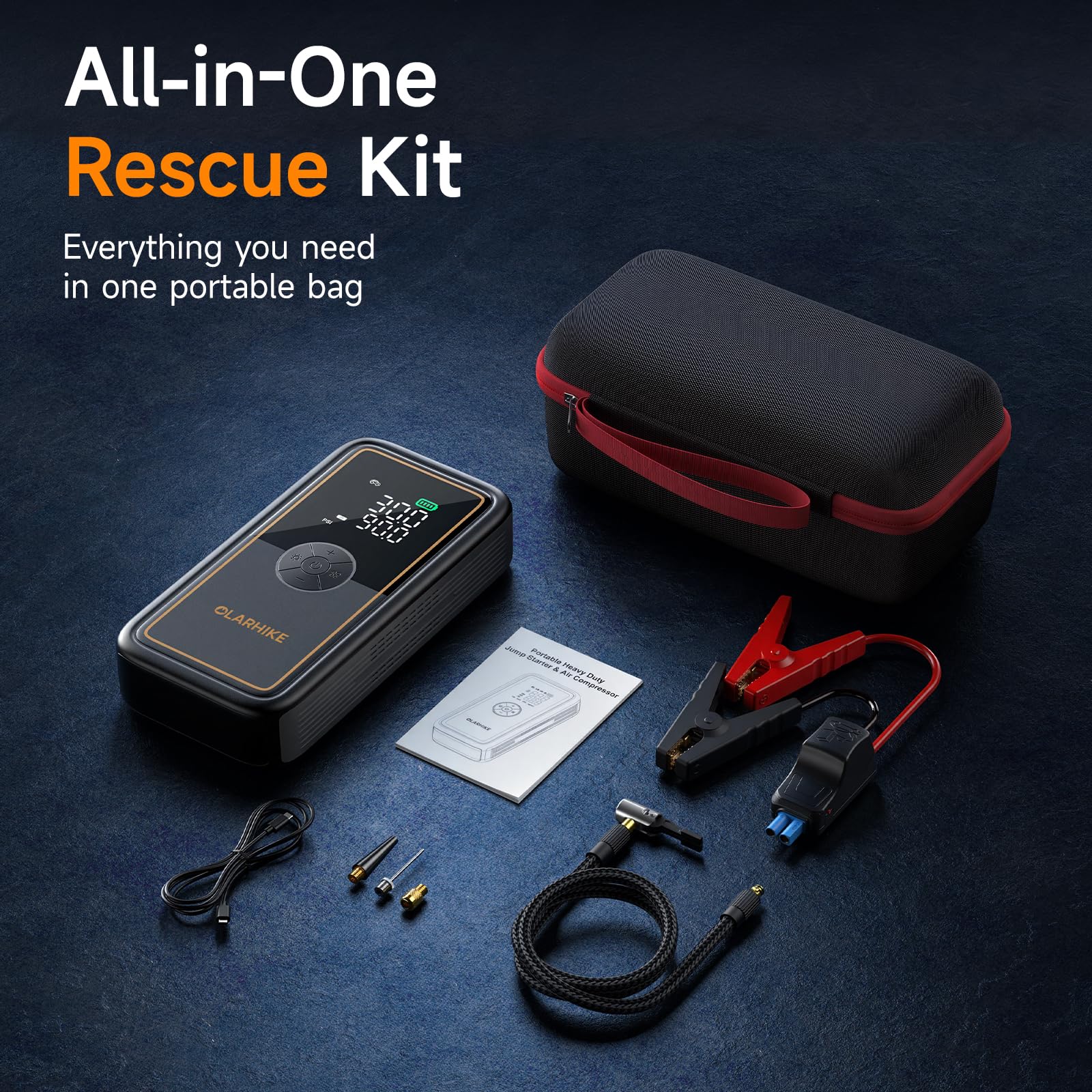 OlarHike jump-starting an SUV under hood for emergency engine starts