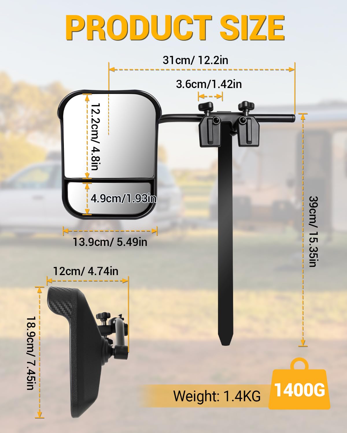 OlaVeg storage bag with mirrors showing protected transport benefit
