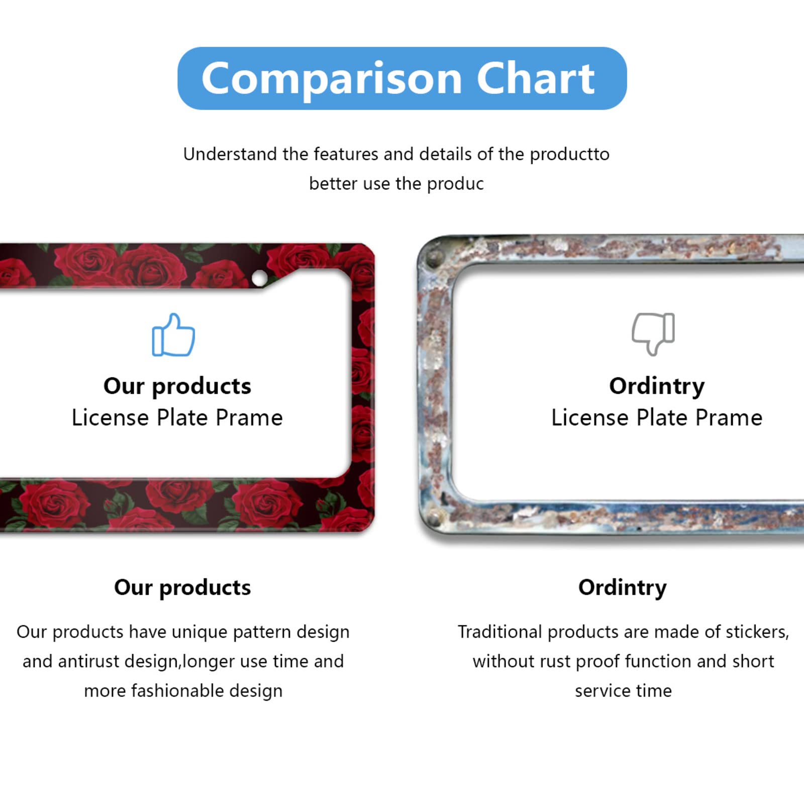 Olemier red rose side profile showing aluminum edge for rust-resistant durability