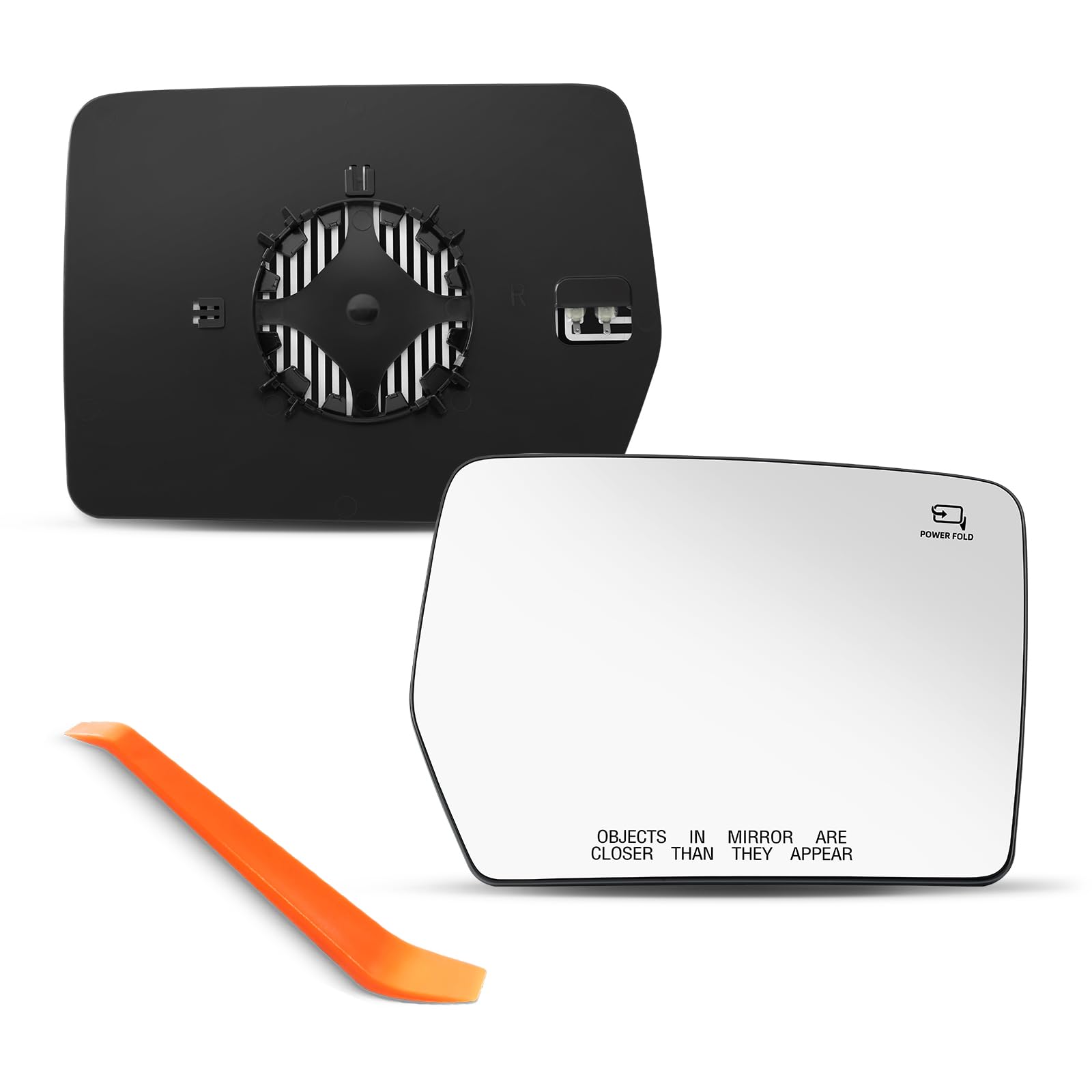oleycaw passenger mirror front view showing exact OE-style fit and clear reflective surface