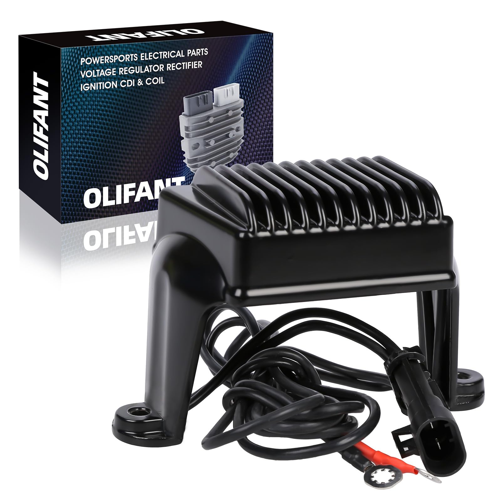 OLIFANT front view of regulator rectifier showing fit and finish benefits