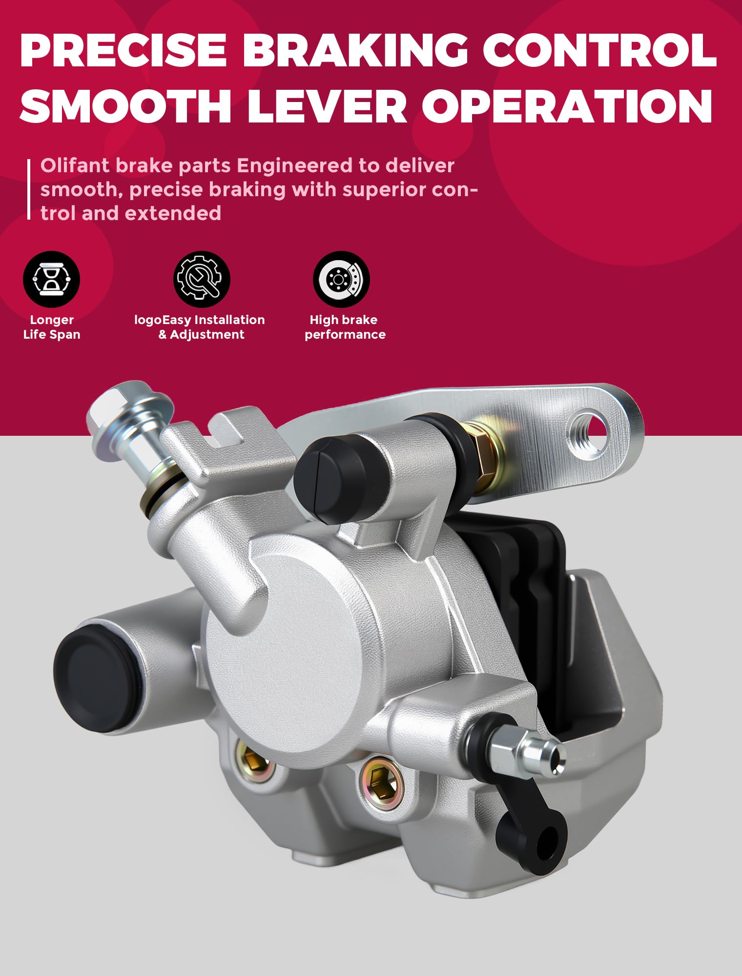 OLIFANT caliper mounted on a Yamaha ATV demonstrating correct fitment