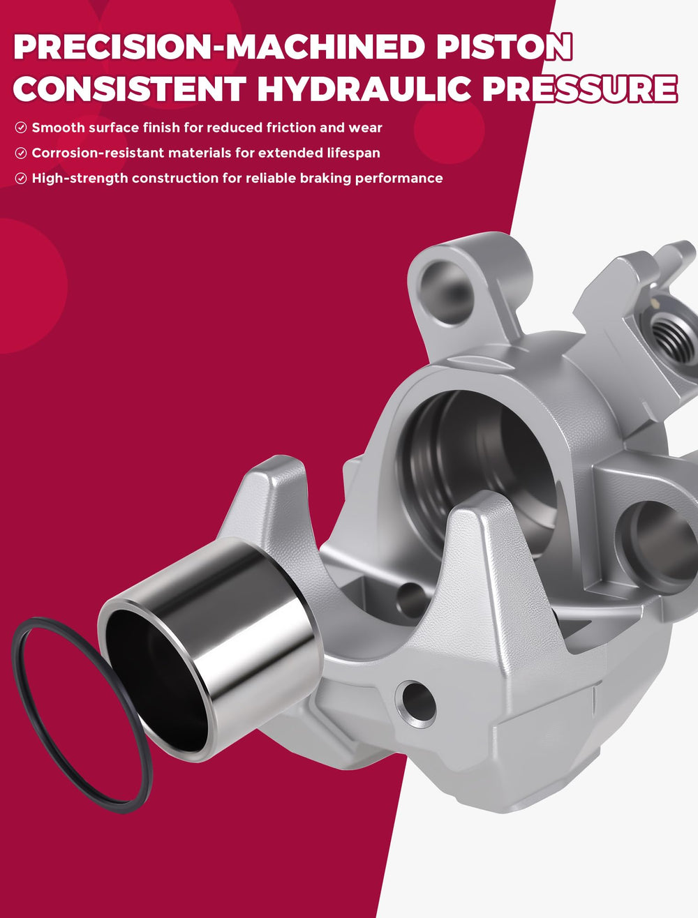 OLIFANT caliper with pads visible, showing ready-to-install convenience