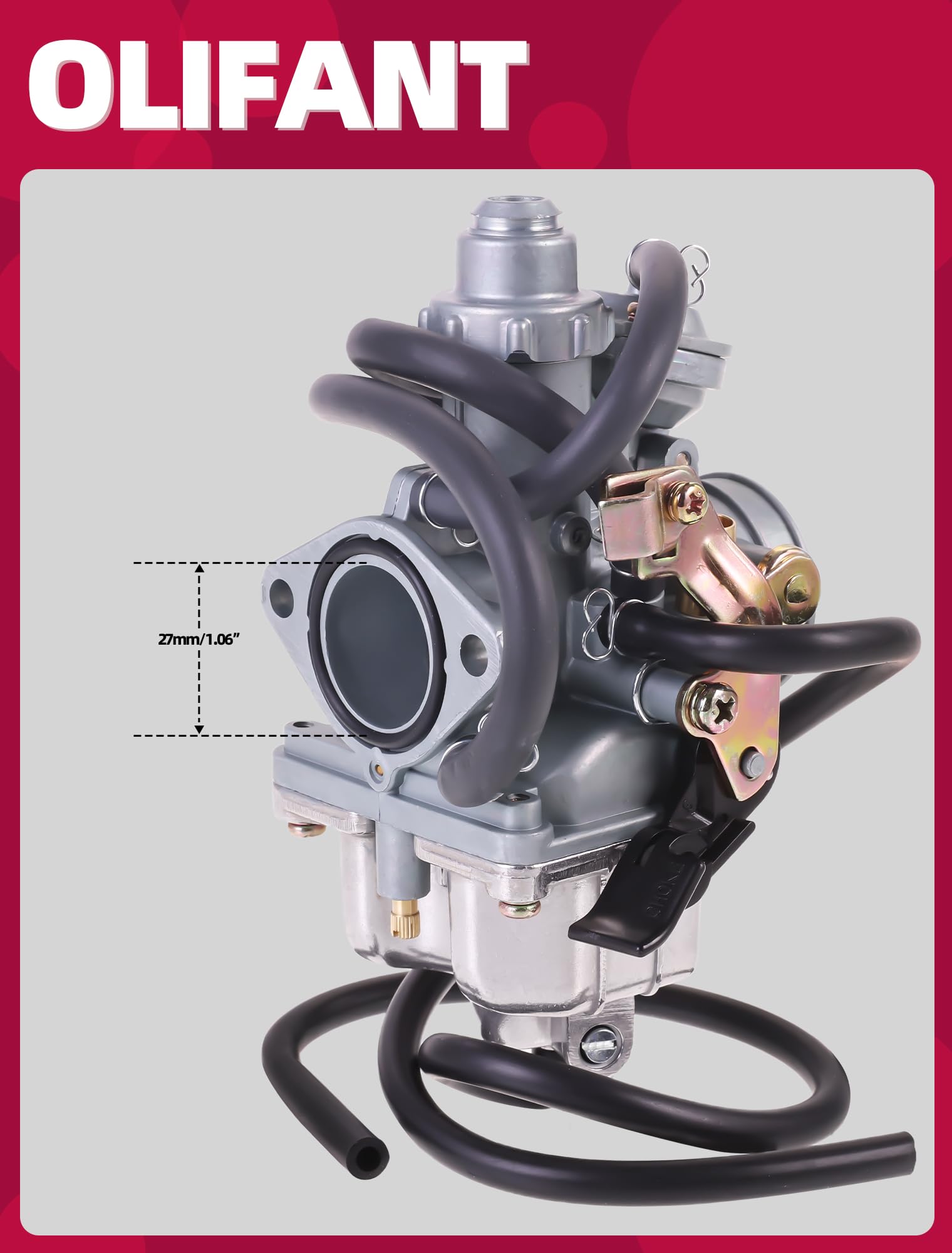 OLIFANT carburetor installation scale comparison to indicate exact sizing