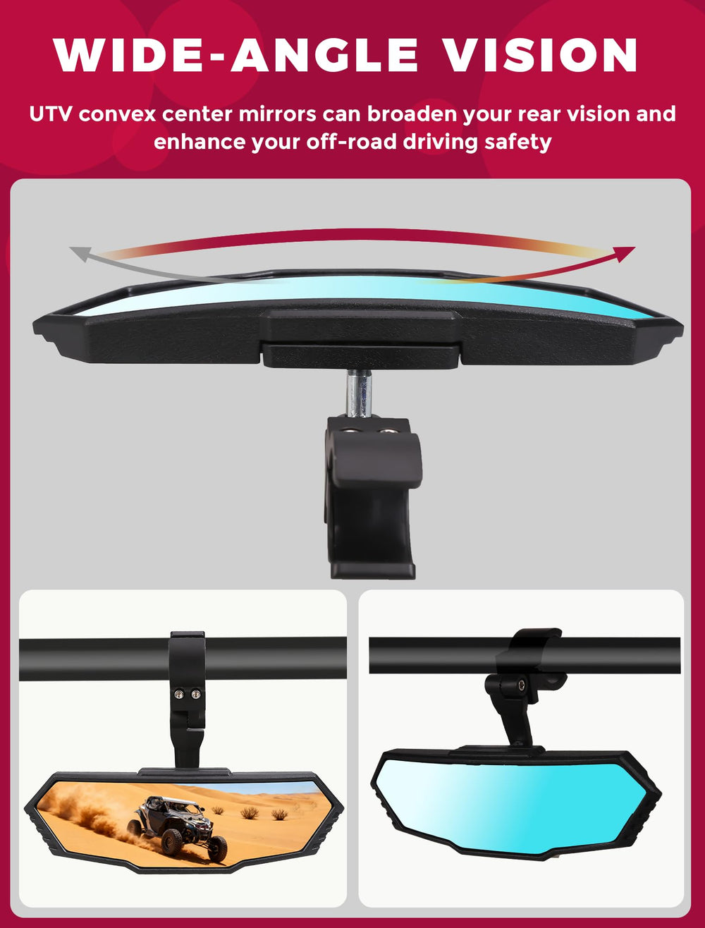 OLIFANT convex glass detail increases field of view for safer driving