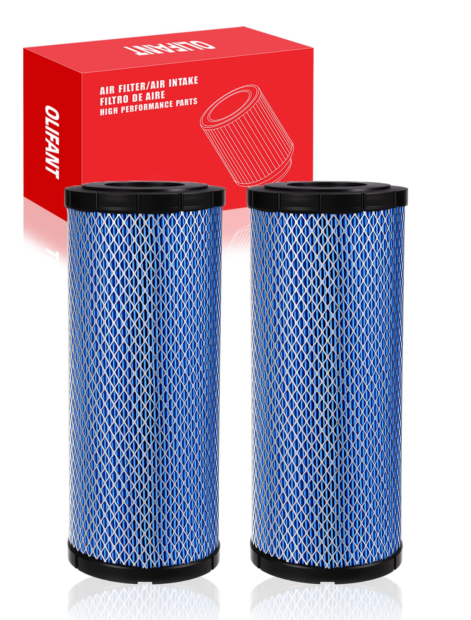 OLIFANT front view of replacement air filter showing clean design and fit