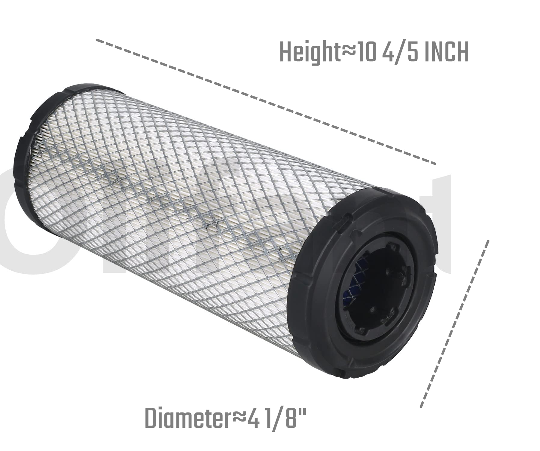 OLIFANT outer filter side profile showing molded end caps and proper sealing benefits
