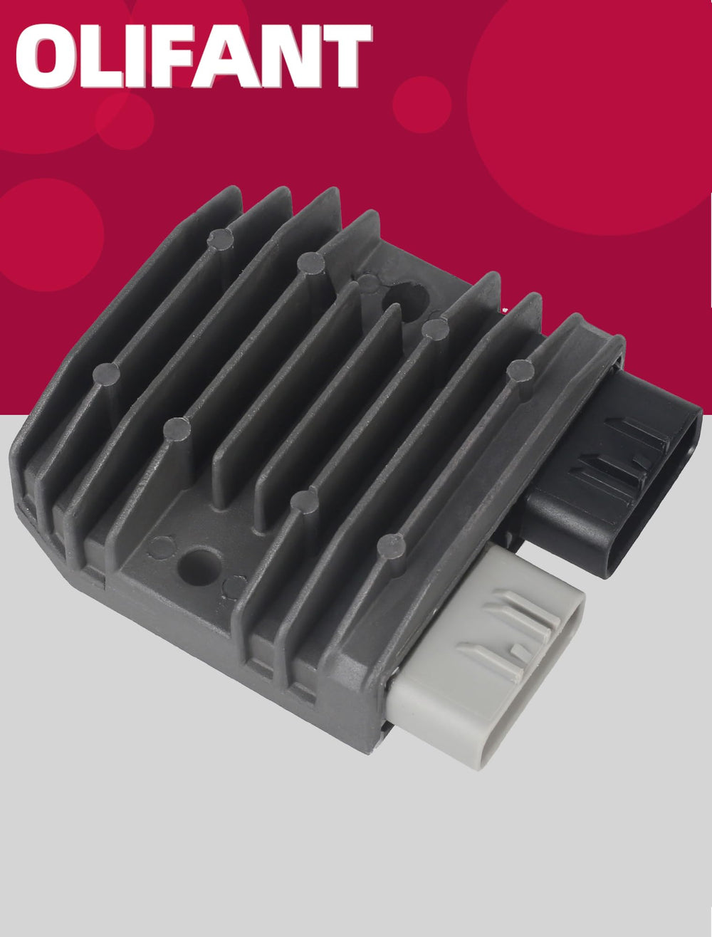 OLIFANT regulator rear label showing part information and correct match benefit