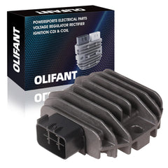 OLIFANT regulator rectifier front view showing mounting points and compact design benefit