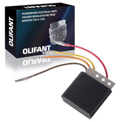 OLIFANT regulator rectifier front view showing cooling fins and durable housing, improves heat dissipation