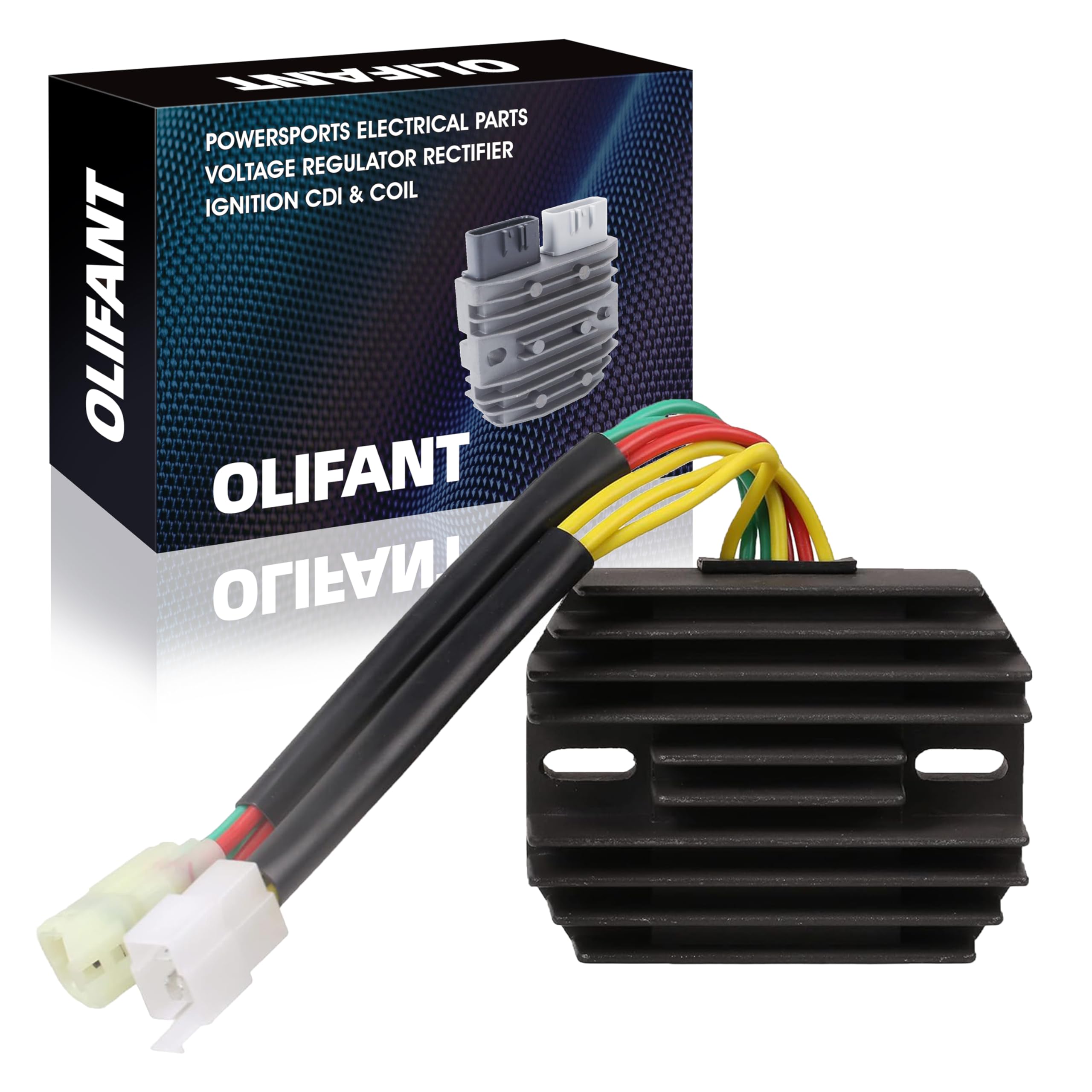 OLIFANT regulator rectifier front view showing compact design and reliable fit