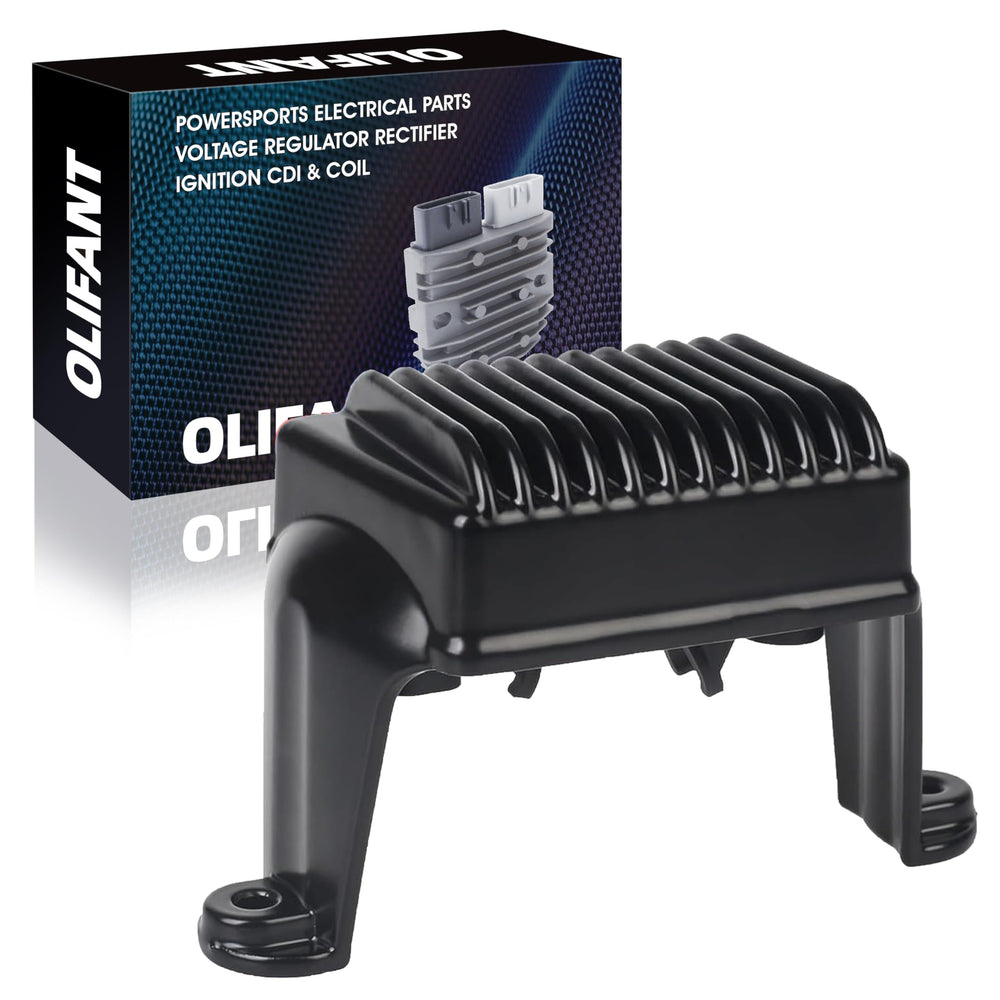 OLIFANT regulator rectifier front view showing mounting points and cooling fins benefit reliable fit