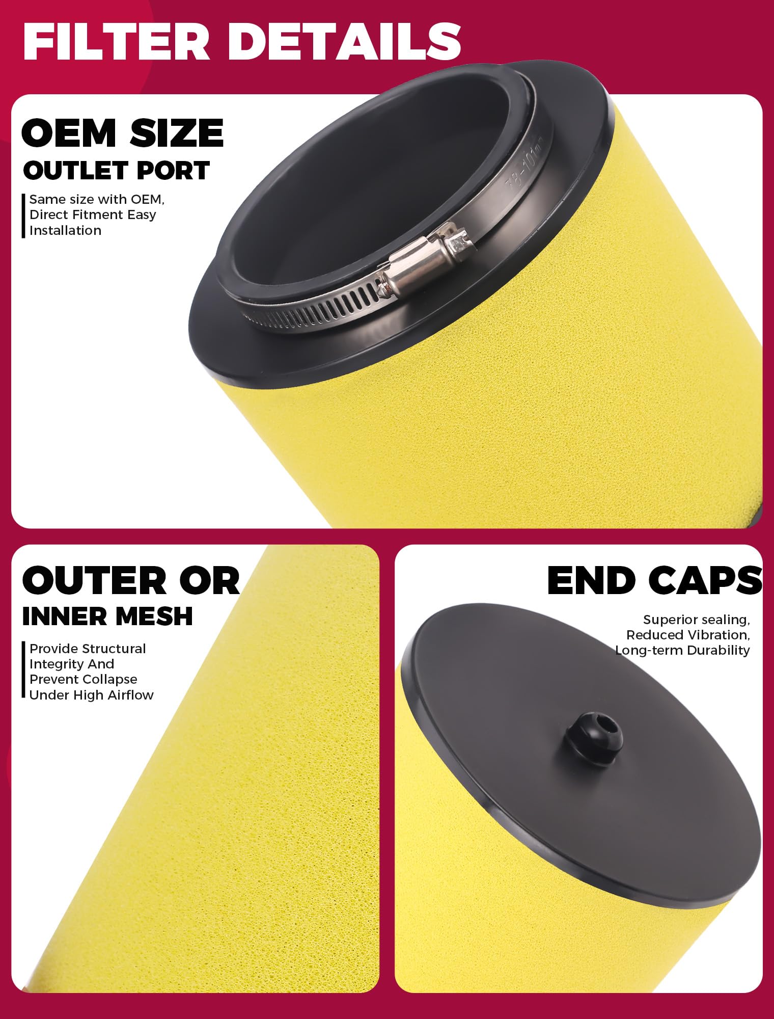 OLIFANT side profile of filter showing frame seal for Honda Foreman fitment