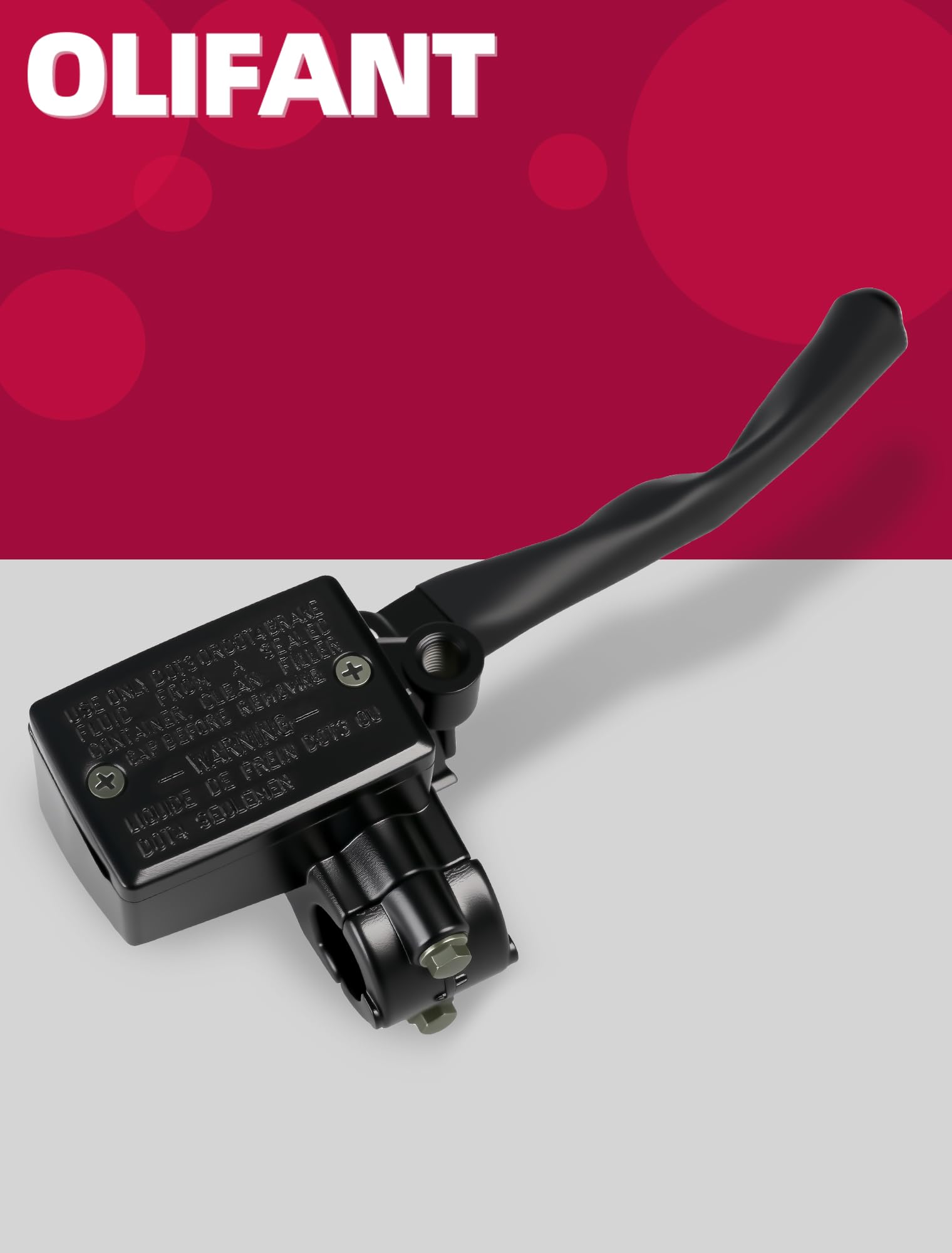 OLIFANT master cylinder beside ruler showing scale for accurate sizing