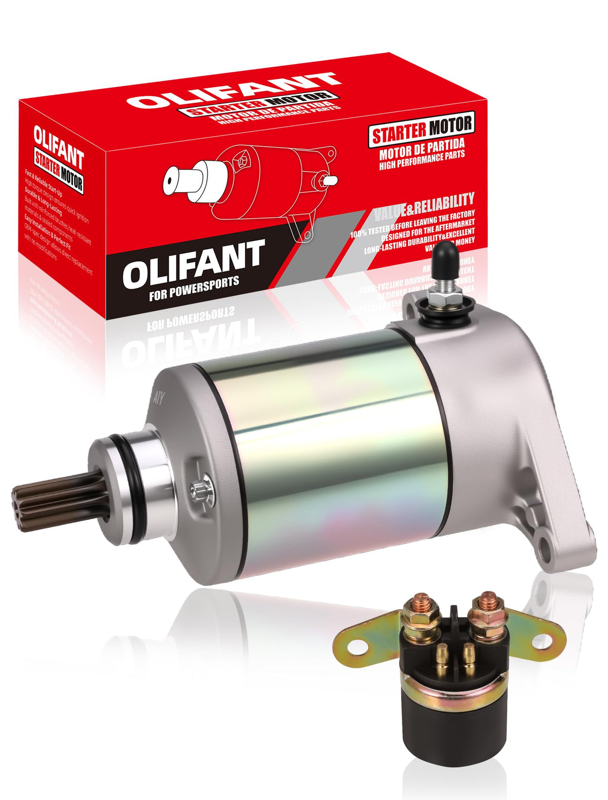 OLIFANT starter front view showing mounting points and reliable fit