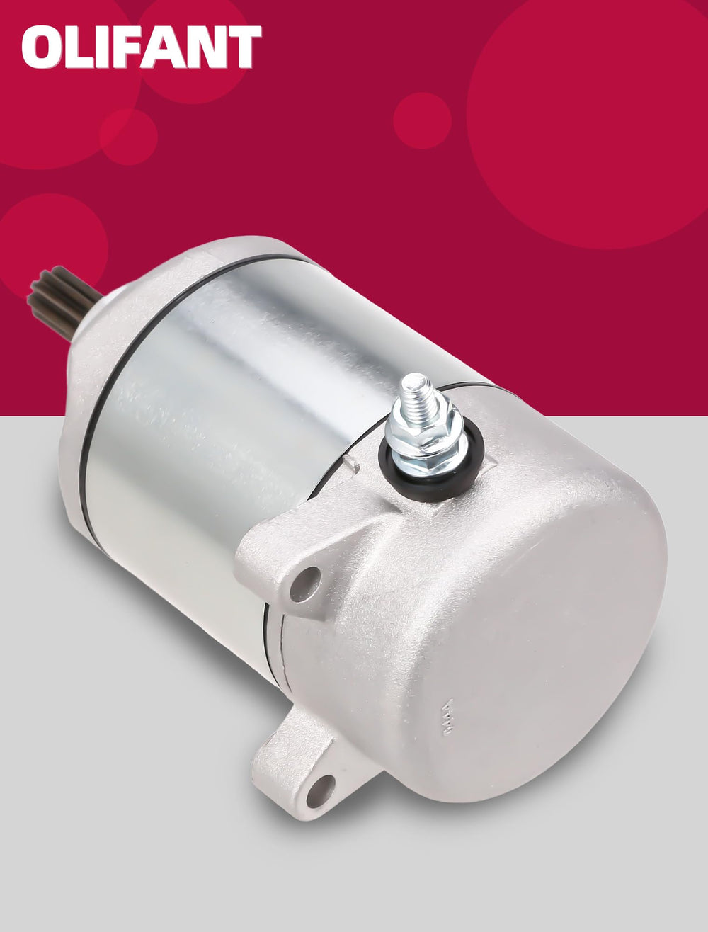 OLIFANT starter installed on TRX250 engine showing direct-fit replacement benefit