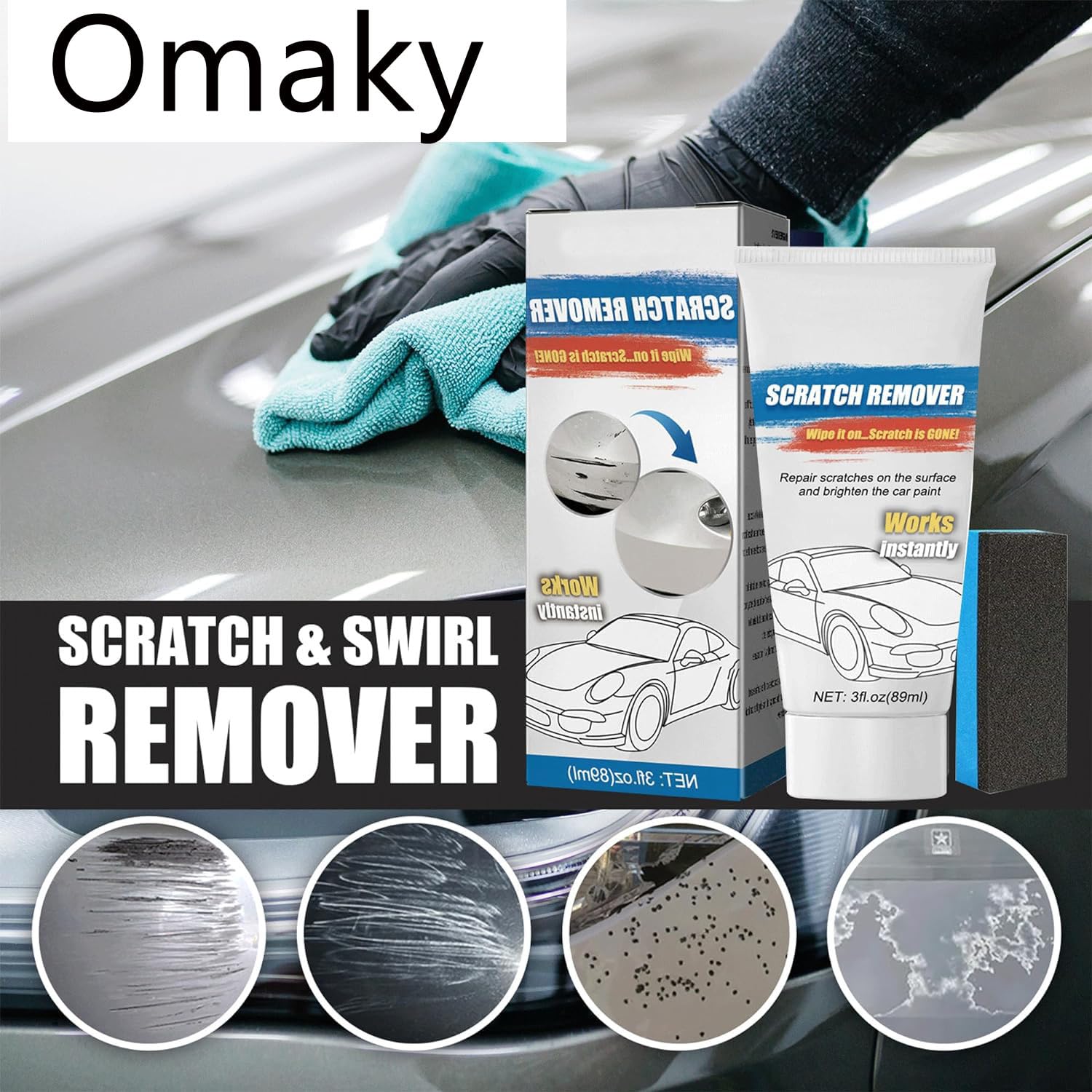 Omaky repair wax open with sponge showing easy application and filling benefit