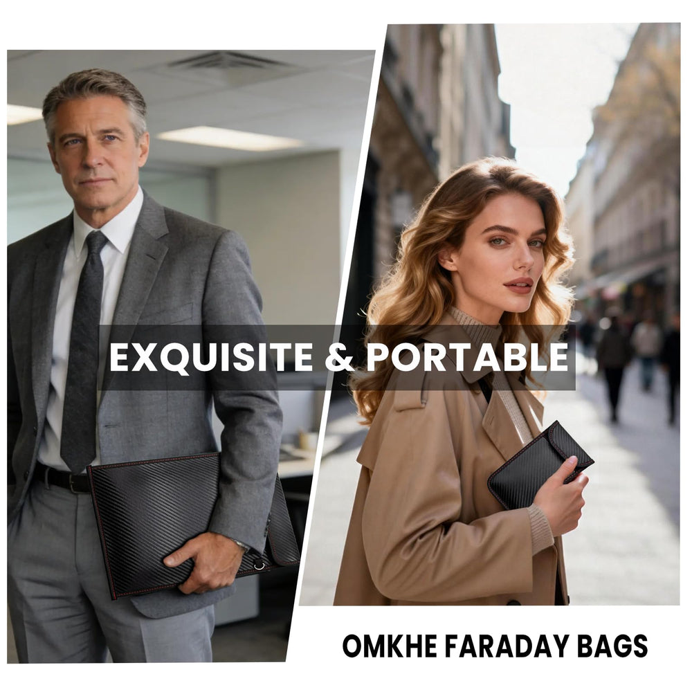 OMKHE tablet in large pouch inside backpack for travel and water-resistant protection